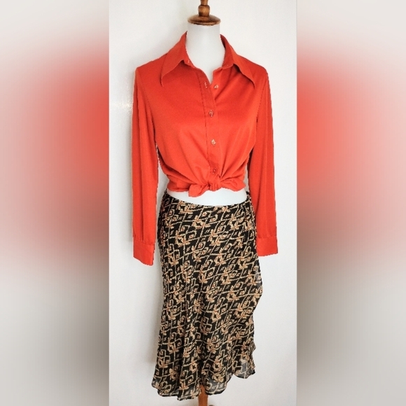 VINTAGE ALEX COLEMAN BRICK POLY BLOUSE - Picture 2 of 8